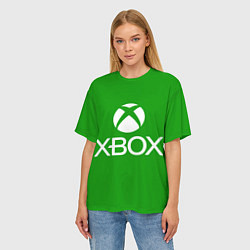 Футболка оверсайз женская X-box logo green, цвет: 3D-принт — фото 2