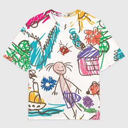 Футболка оверсайз женская Детский принт, цвет: 3D-принт