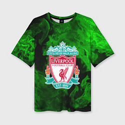 Футболка оверсайз женская Liverpool green fire, цвет: 3D-принт