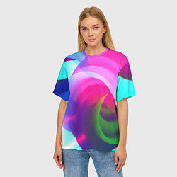 Футболка оверсайз женская Неоновая абстракция градиент, цвет: 3D-принт — фото 2