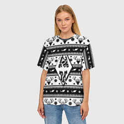 Футболка оверсайз женская The Elder Scrolls winter deer pattern, цвет: 3D-принт — фото 2