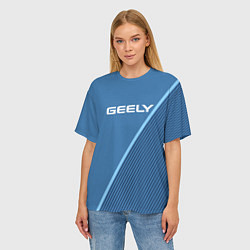 Футболка оверсайз женская Geely сине-голубой в полоску, цвет: 3D-принт — фото 2