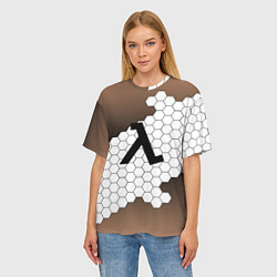 Футболка оверсайз женская Half life соты, цвет: 3D-принт — фото 2