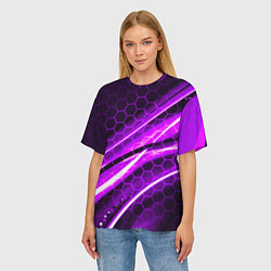 Футболка оверсайз женская Неоновая броня текстура, цвет: 3D-принт — фото 2