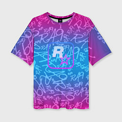 Женская футболка оверсайз Rock star neon