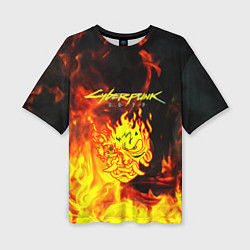 Футболка оверсайз женская Samurai fire cyberpunk, цвет: 3D-принт