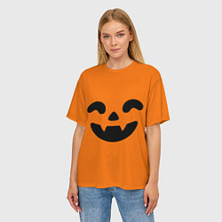 Футболка оверсайз женская Весёлая тыква верх, цвет: 3D-принт — фото 2