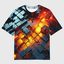 Футболка оверсайз женская Трехмерные кубики с разрушением, цвет: 3D-принт
