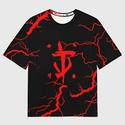 Футболка оверсайз женская Doom молнии, цвет: 3D-принт