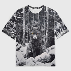 Футболка оверсайз женская Лис в зимней чаще, цвет: 3D-принт