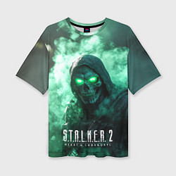 Футболка оверсайз женская Stalker 2 череп с зелеными глазами, цвет: 3D-принт