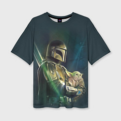 Футболка оверсайз женская Куда я туда и он - Мандалорец, цвет: 3D-принт
