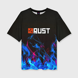 Футболка оверсайз женская Rust neon flame, цвет: 3D-принт