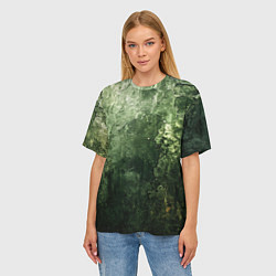 Футболка оверсайз женская Зеленый камуфляж с эффектом старины, цвет: 3D-принт — фото 2