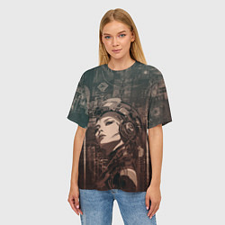 Футболка оверсайз женская Волевая девушка-андроид, цвет: 3D-принт — фото 2