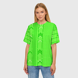Футболка оверсайз женская Закулисье зелёные обои, цвет: 3D-принт — фото 2