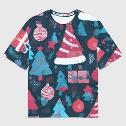 Женская футболка оверсайз Плюшевая новогодняя абстракция