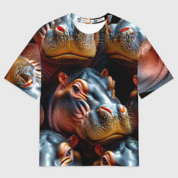 Футболка оверсайз женская Бегемоты, цвет: 3D-принт