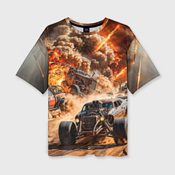 Женская футболка оверсайз Mad Max - explosion cars