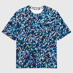 Футболка оверсайз женская Абстрактная текстура синий пёстрый, цвет: 3D-принт