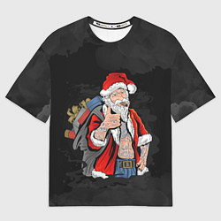 Футболка оверсайз женская Санта хипстер с подарками, цвет: 3D-принт