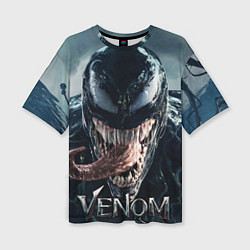 Женская футболка оверсайз Venom head with tongue