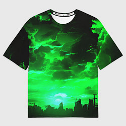 Футболка оверсайз женская Кислотный зелёный закат, цвет: 3D-принт