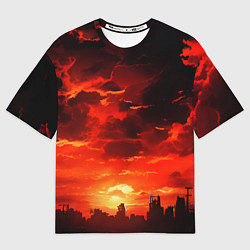 Футболка оверсайз женская Багровый апокалиптический закат, цвет: 3D-принт