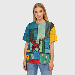 Футболка оверсайз женская Пэчворк с драконом, цвет: 3D-принт — фото 2
