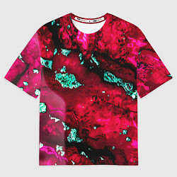Футболка оверсайз женская Абстракция красно-голубая, цвет: 3D-принт