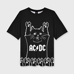 Футболка оверсайз женская AC DC: cat rock, цвет: 3D-принт