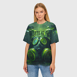Футболка оверсайз женская Сталкерский противогаз, цвет: 3D-принт — фото 2