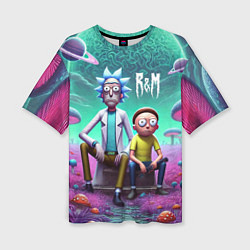 Футболка оверсайз женская Рик и Морту на сказочной грибной планете - нейроар, цвет: 3D-принт