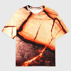Футболка оверсайз женская Трещины на абстрактном красном фоне, цвет: 3D-принт