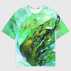 Футболка оверсайз женская Зелёная абстракция, цвет: 3D-принт