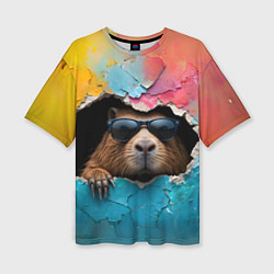 Футболка оверсайз женская Капибара в стене, цвет: 3D-принт