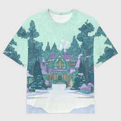 Женская футболка оверсайз Новый год - двор