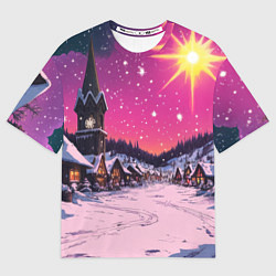 Женская футболка оверсайз Закат рождества