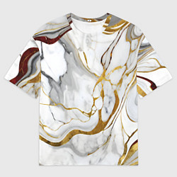 Футболка оверсайз женская Жёлто-белый мрамор, цвет: 3D-принт