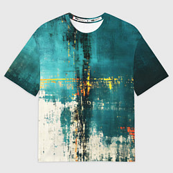 Футболка оверсайз женская Ржавчина сине-белая, цвет: 3D-принт