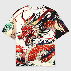 Футболка оверсайз женская Красный дракон в японском стиле ирезуми, цвет: 3D-принт