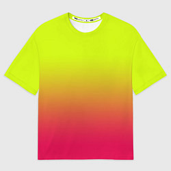Футболка оверсайз женская Градиент салатовый в розовый, цвет: 3D-принт