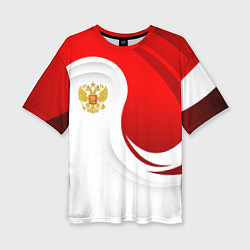 Футболка оверсайз женская Россия - красный и белый, цвет: 3D-принт