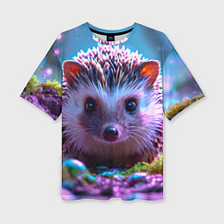 Женская футболка оверсайз Ёжики в сказаочном лесу