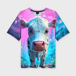 Футболка оверсайз женская Коровка в сказочном лесу, цвет: 3D-принт