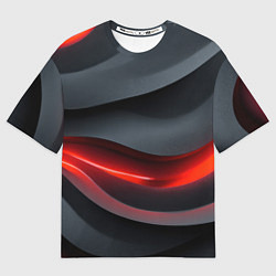 Футболка оверсайз женская Плавная красно-черная текстура, цвет: 3D-принт