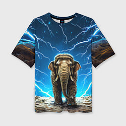 Футболка оверсайз женская Мамонт и разряды молний, цвет: 3D-принт