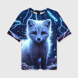 Футболка оверсайз женская Песец в разрядах молний, цвет: 3D-принт