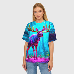 Футболка оверсайз женская Лось в сереневом свете, цвет: 3D-принт — фото 2