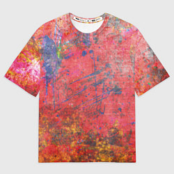 Футболка оверсайз женская Абстракция - red yellow grunge, цвет: 3D-принт